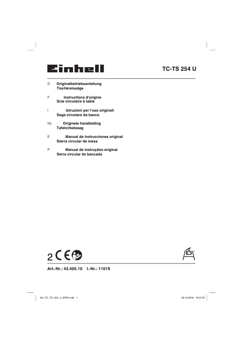 Page n°1 - Manuel utilisateur Einhell TC-TS 254 U