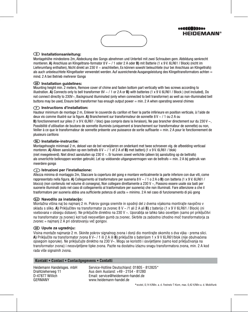 Page 1 de la notice Manuel utilisateur Heidemann 70212