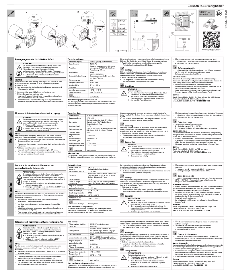 Page 1 de la notice Manuel utilisateur Busch-Jaeger 2CKA006220A0112