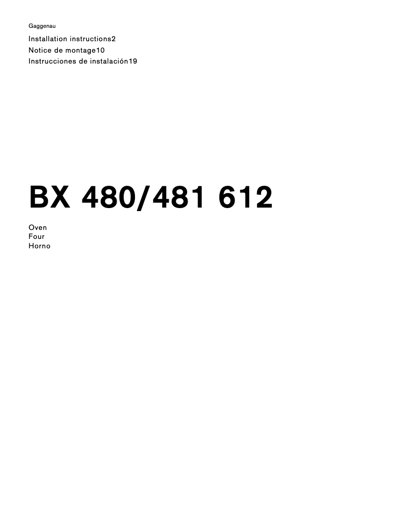 Página 1 del manual Guía de instalación Gaggenau BX481612