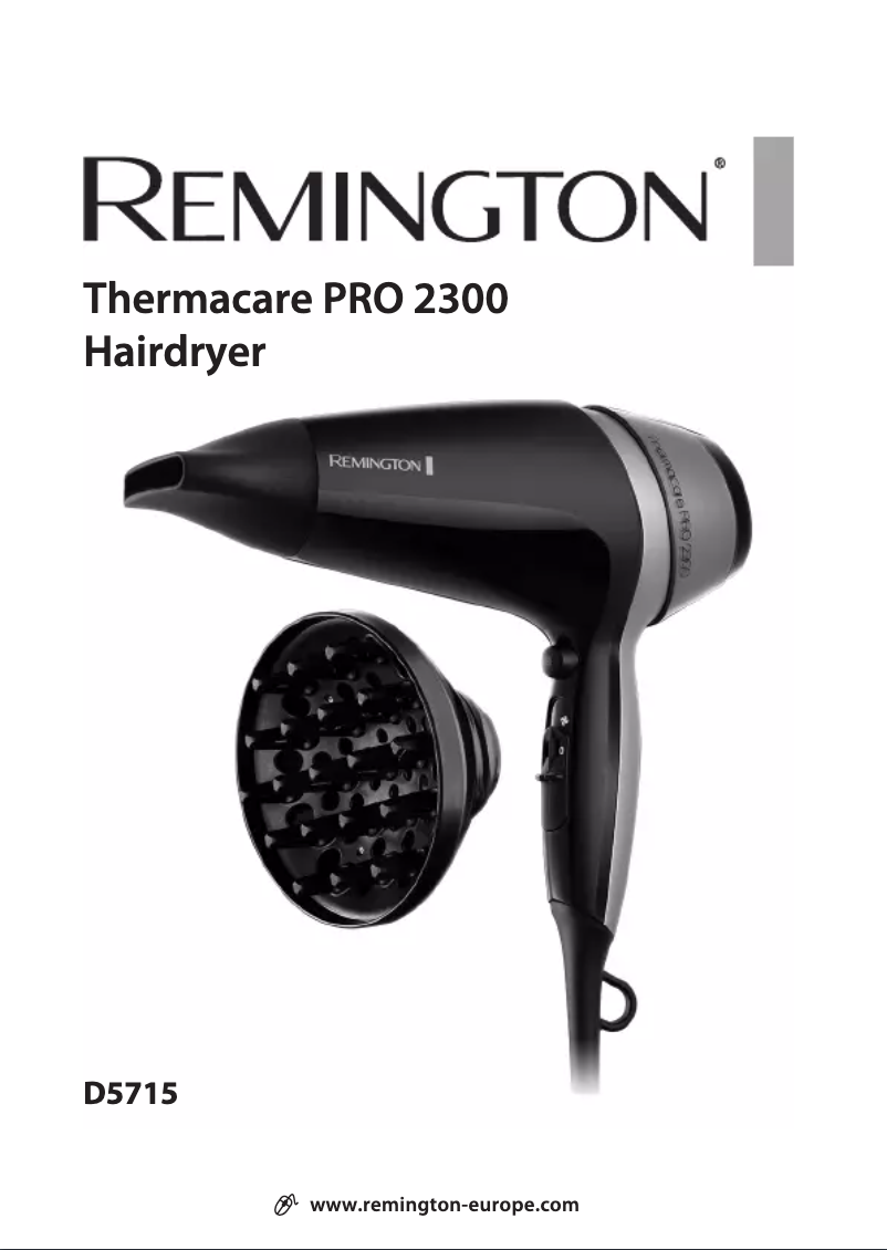 Page n°1 - Manuel utilisateur Remington Thermacare Pro 2200 D5715