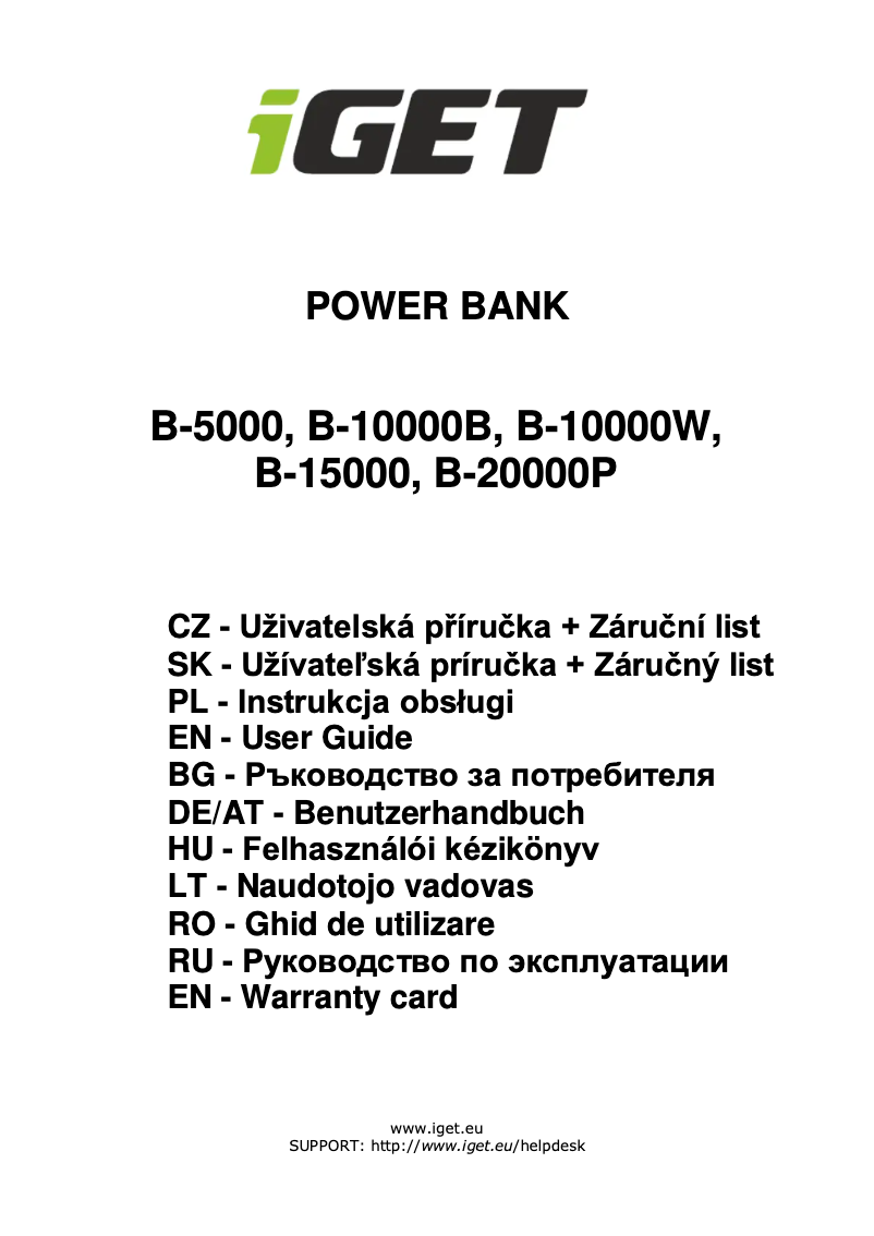 Image de la première page du manuel de l'appareil B-15000