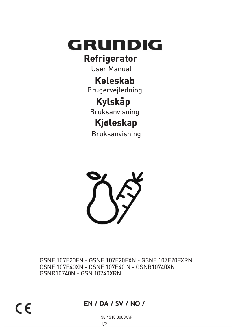 Page n°1 - Manuel utilisateur Grundig GSN 10621 X