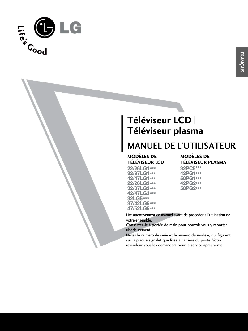 Page 1 de la notice Manuel utilisateur LG 42LG10R