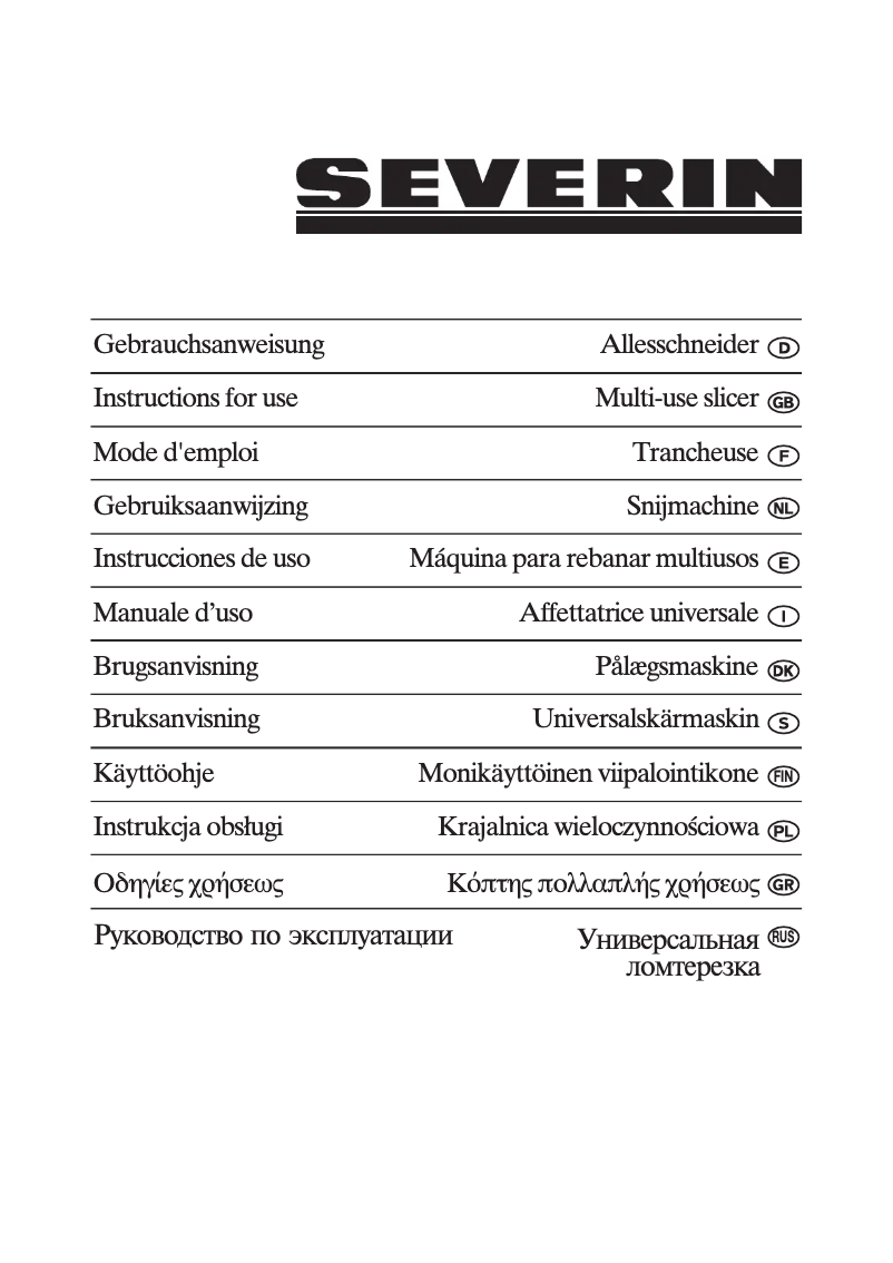 Page n°1 - Manuel utilisateur Severin AS 9621