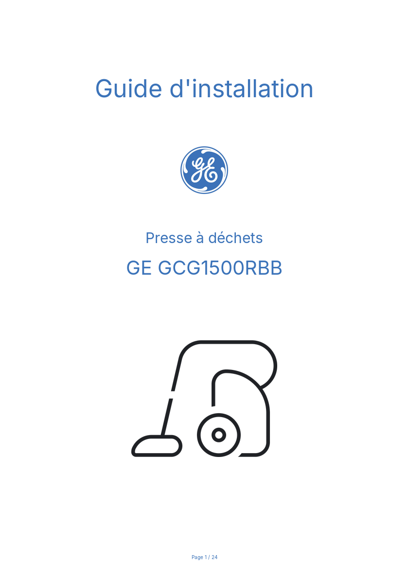 Page n°1 - Guide d'installation GE GCG1500RBB
