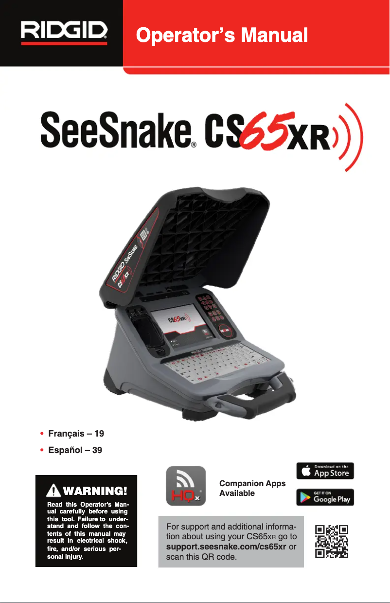 Page n°1 - Manuel utilisateur Ridgid SeeSnake CS65XR