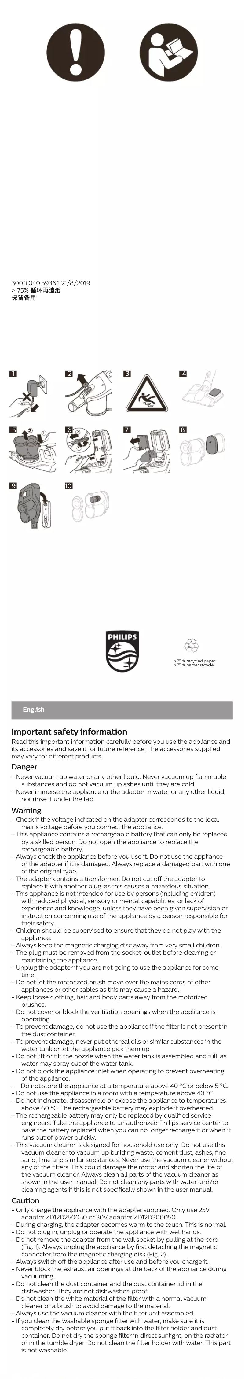 Image de la première page du manuel de l'appareil SpeedPro Max Aqua XC8149