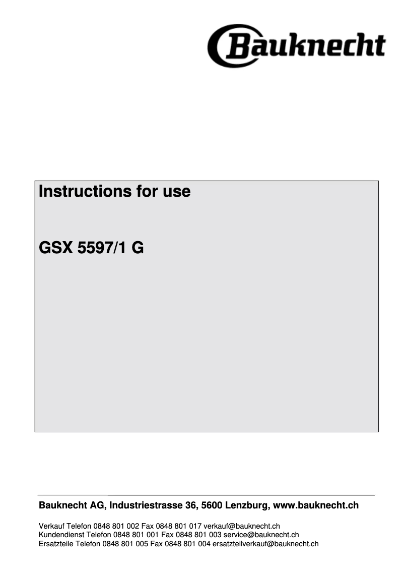 Page 1 de la notice Manuel utilisateur Bauknecht GSX 5597-1 G