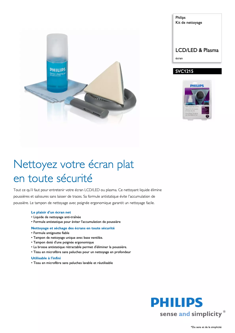 Página 1 del manual Ficha técnica Philips SVC1215