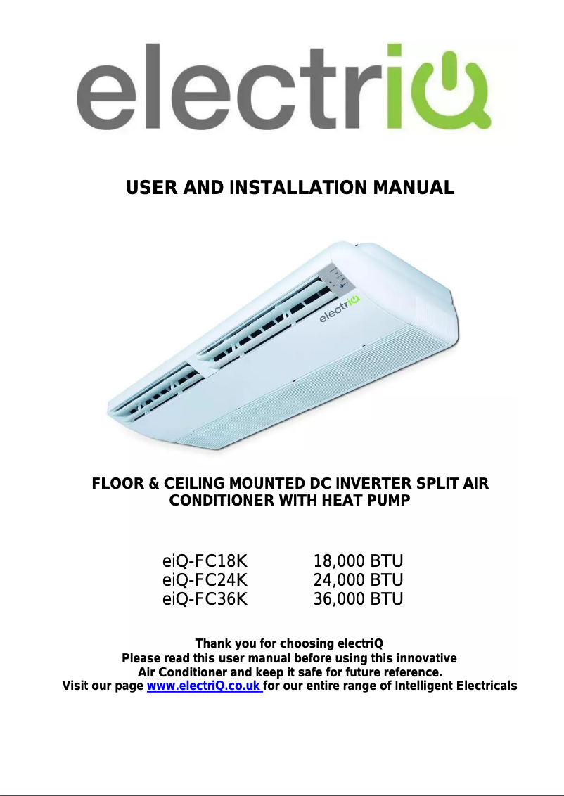 Page n°1 - Manuel utilisateur ElectriQ eiq-FC24K