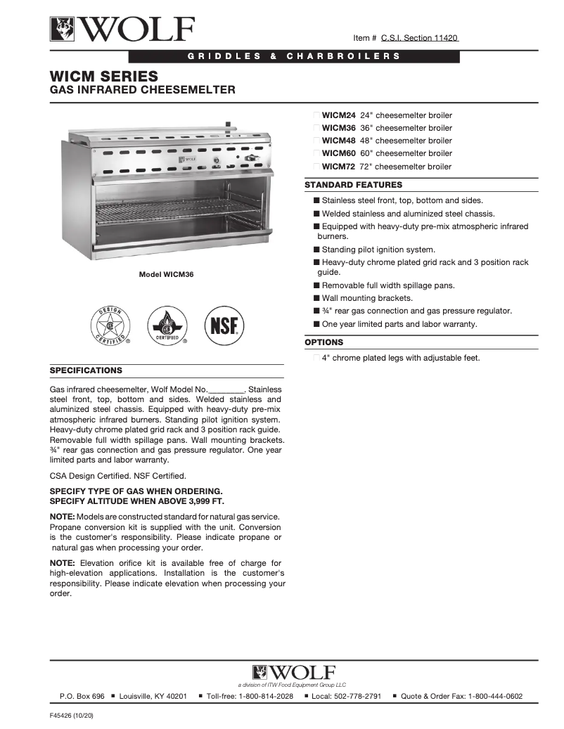 Page n°1 - Fiche technique Wolf WICM48