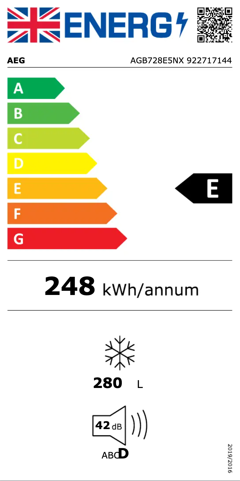 Page n°1 - Label énergétique AEG AGB728E5NX