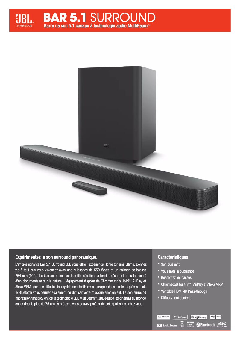 Page n°1 - Fiche technique JBL Bar 5.1