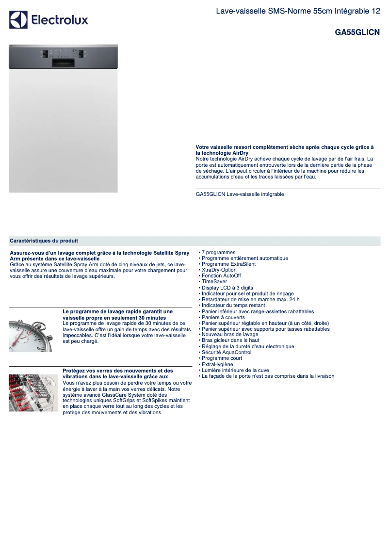 Page n°1 - Fiche technique Electrolux GA55GLICN