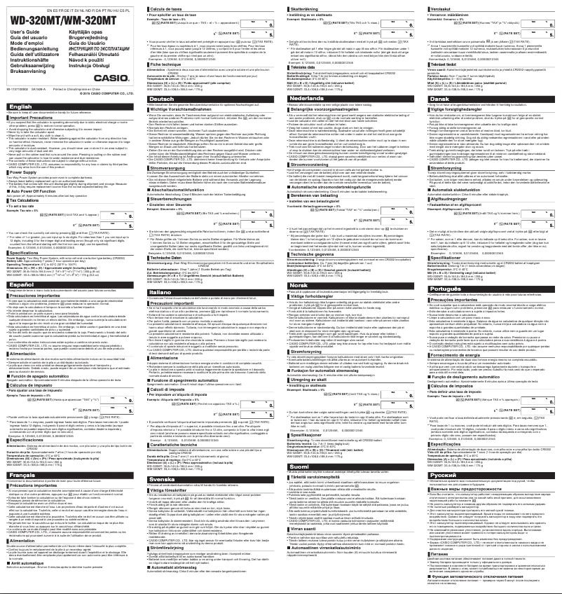 Page 1 de la notice Manuel utilisateur Casio WM-320MT