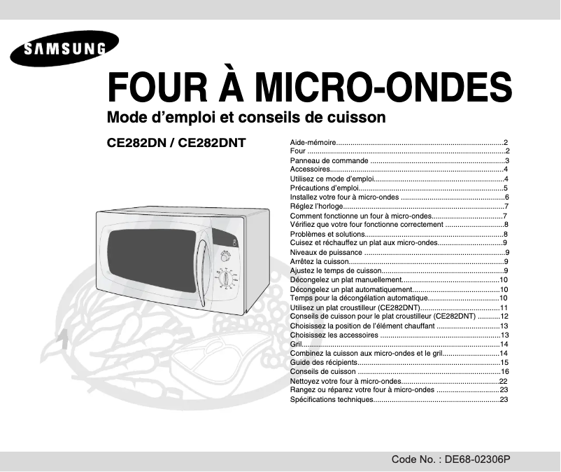 Page n°1 - Manuel utilisateur Samsung CE282DN