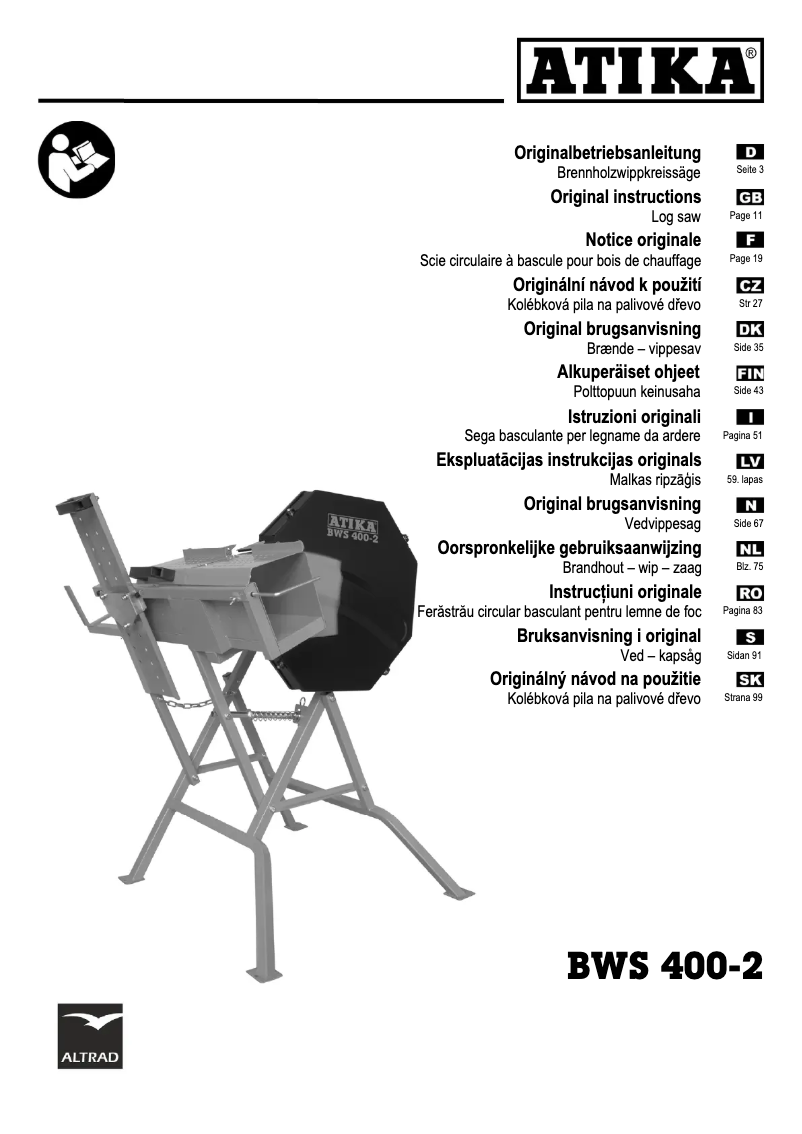 Image de la première page du manuel de l'appareil BWS 400-2