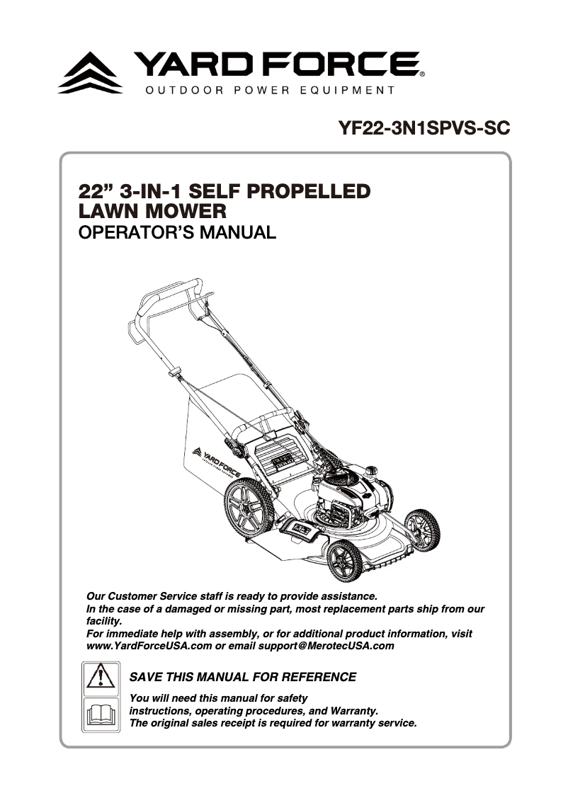 Image de la première page du manuel de l'appareil YF22-3N1SPVS-SC
