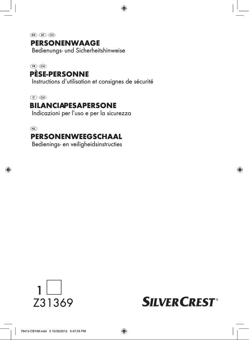 Page n°1 - Manuel utilisateur SilverCrest Z31369
