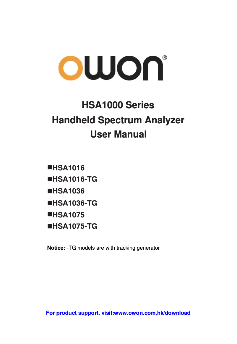 Page 1 de la notice Manuel utilisateur Owon HSA1016