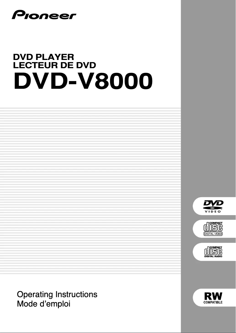 Image de la première page du manuel de l'appareil DVD-V8000