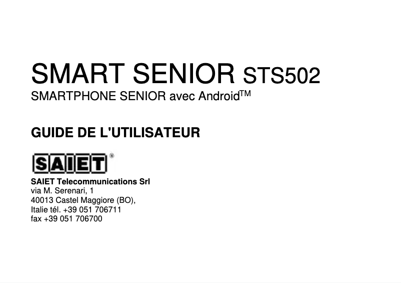 Image de la première page du manuel de l'appareil Smart Senior STS502