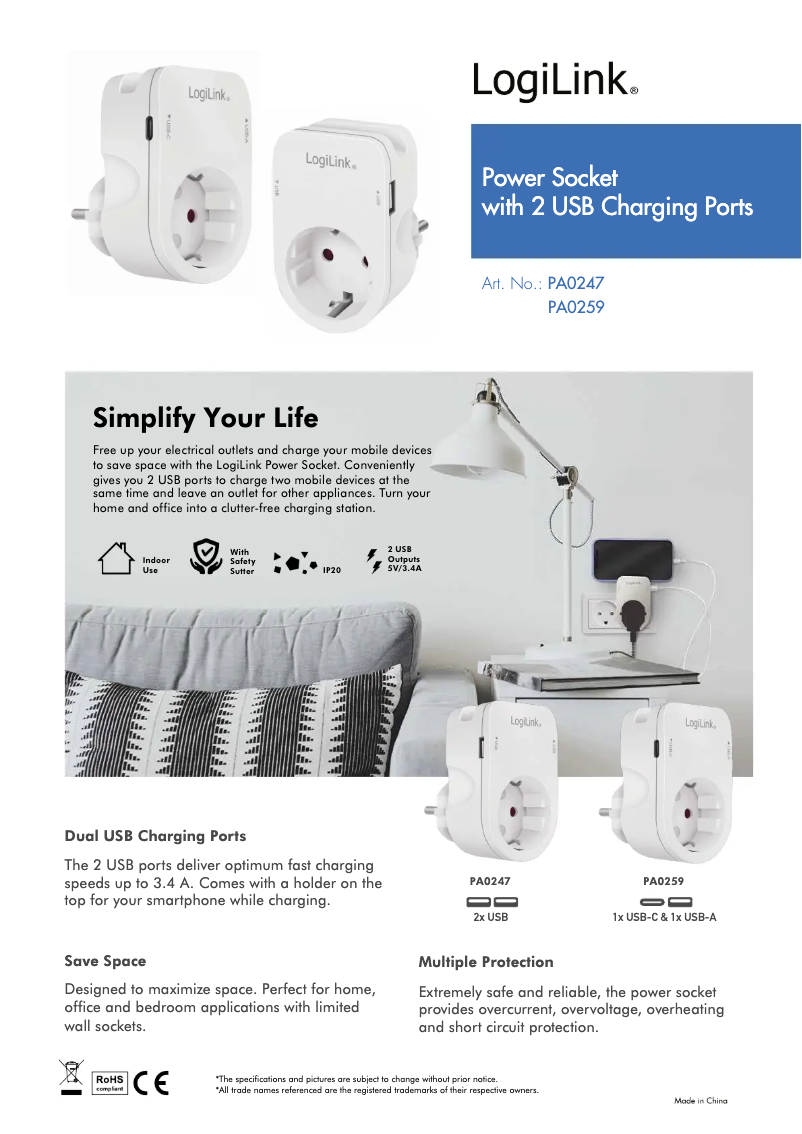 Page 1 de la notice Manuel utilisateur LogiLink PA0259