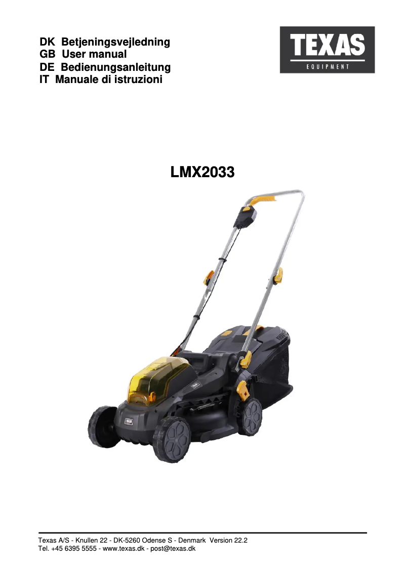 Page 1 de la notice Manuel utilisateur Texas LMX2033