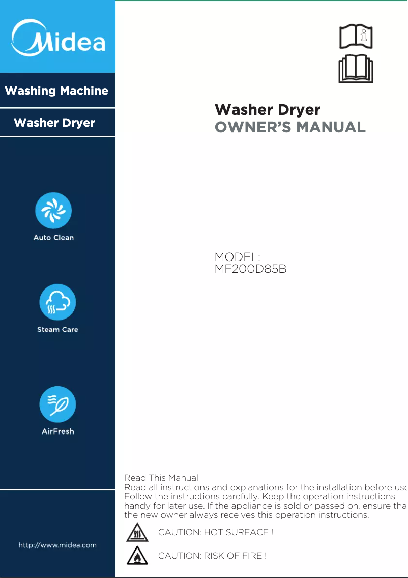 Page 1 de la notice Manuel utilisateur Midea MF200D85