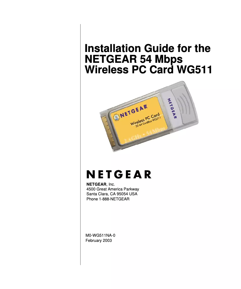 Page n°1 - Manuel utilisateur Netgear WG511v1