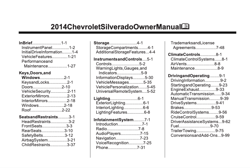 Page 1 de la notice Manuel utilisateur Chevrolet Equinox (2014)