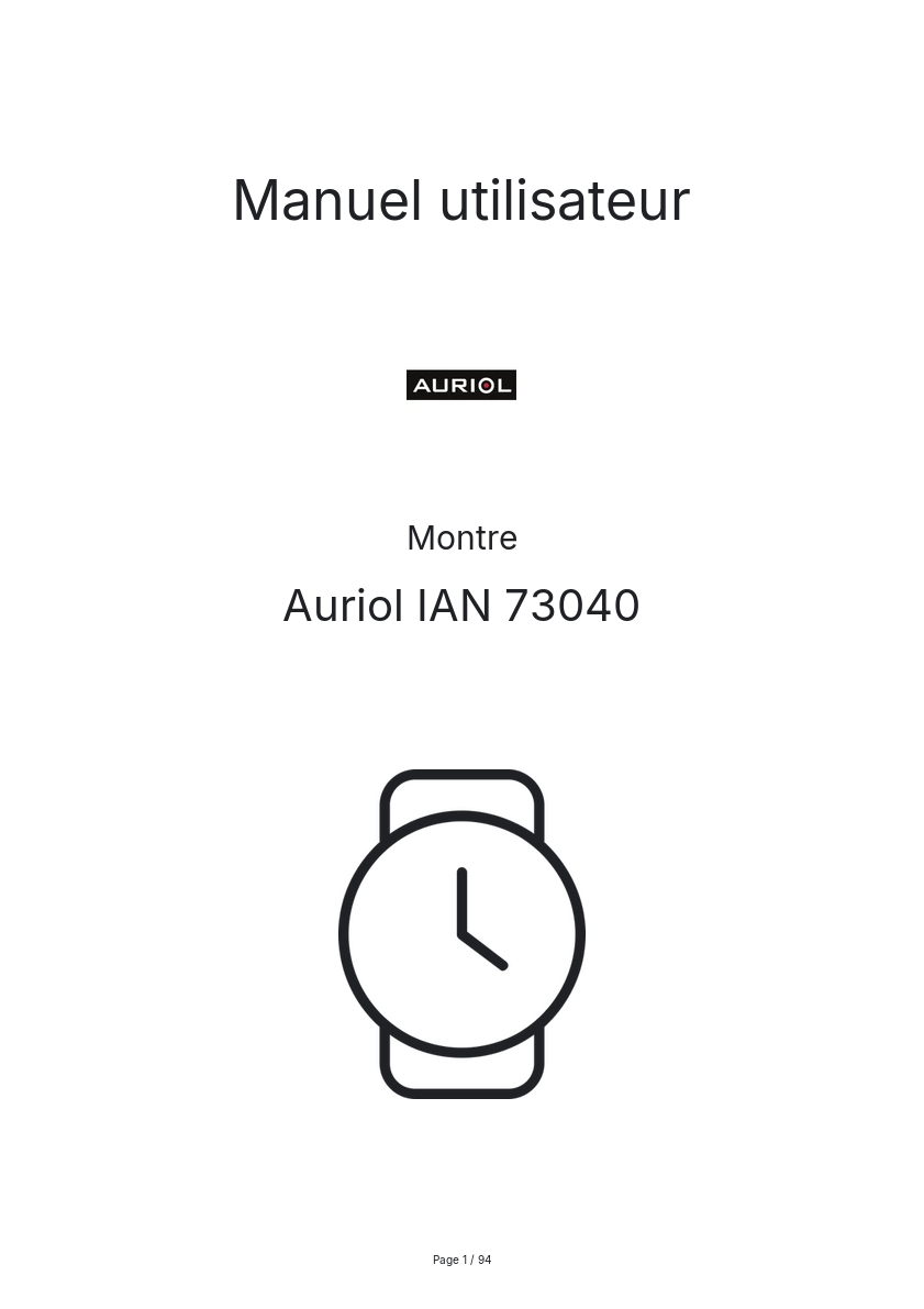 Page n°1 - Manuel utilisateur Auriol IAN 73040