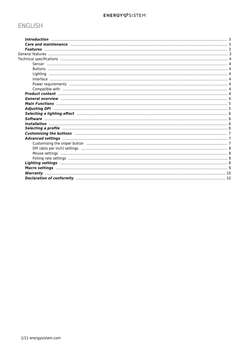 Image de la première page du manuel de l'appareil ESG M2 Sonic