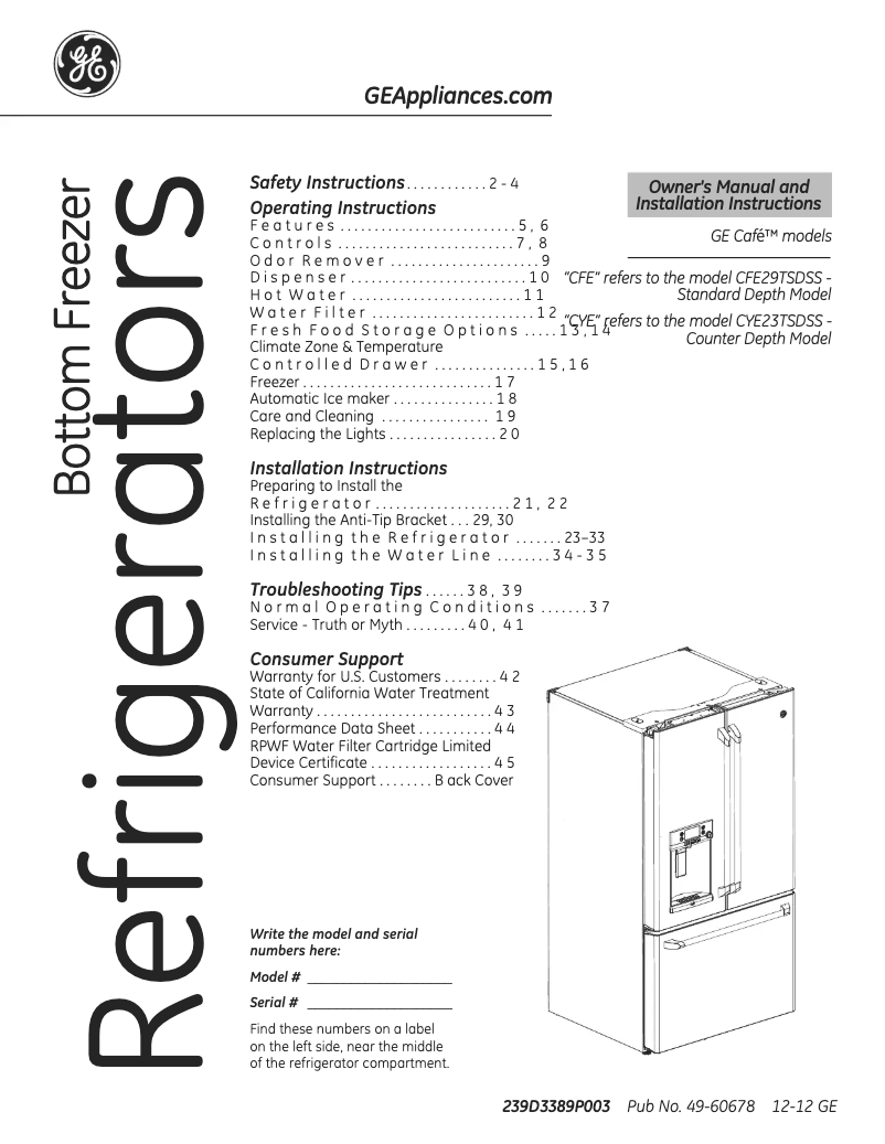 Página 1 del manual Manual de instrucciones GE CFE29TSDSS