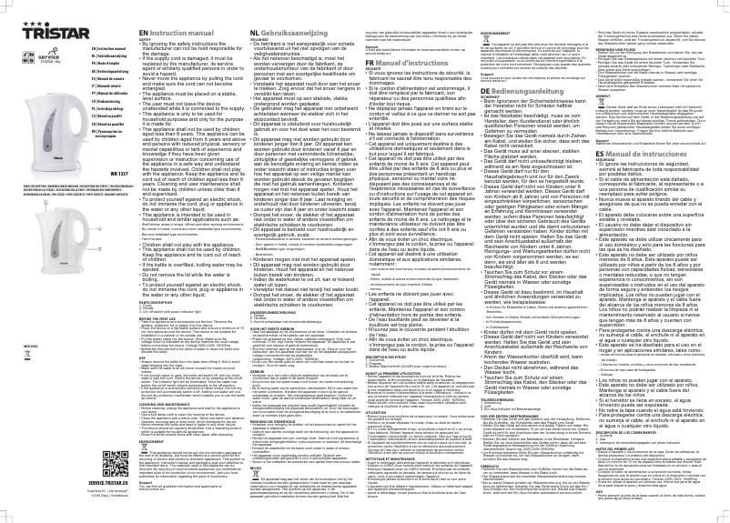 Página 1 del manual Manual de usuario TriStar WK-1337