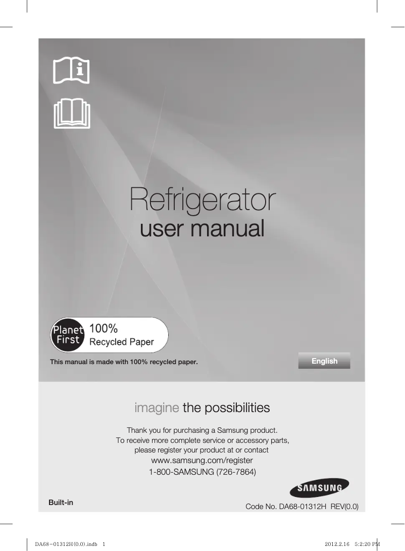 Page 1 de la notice Manuel utilisateur Samsung RS627LHQESR