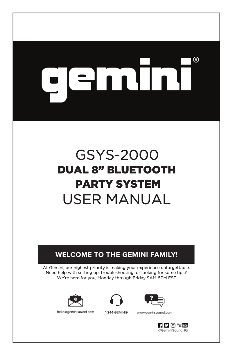 Page n°1 - Manuel utilisateur Gemini GSYS-2000