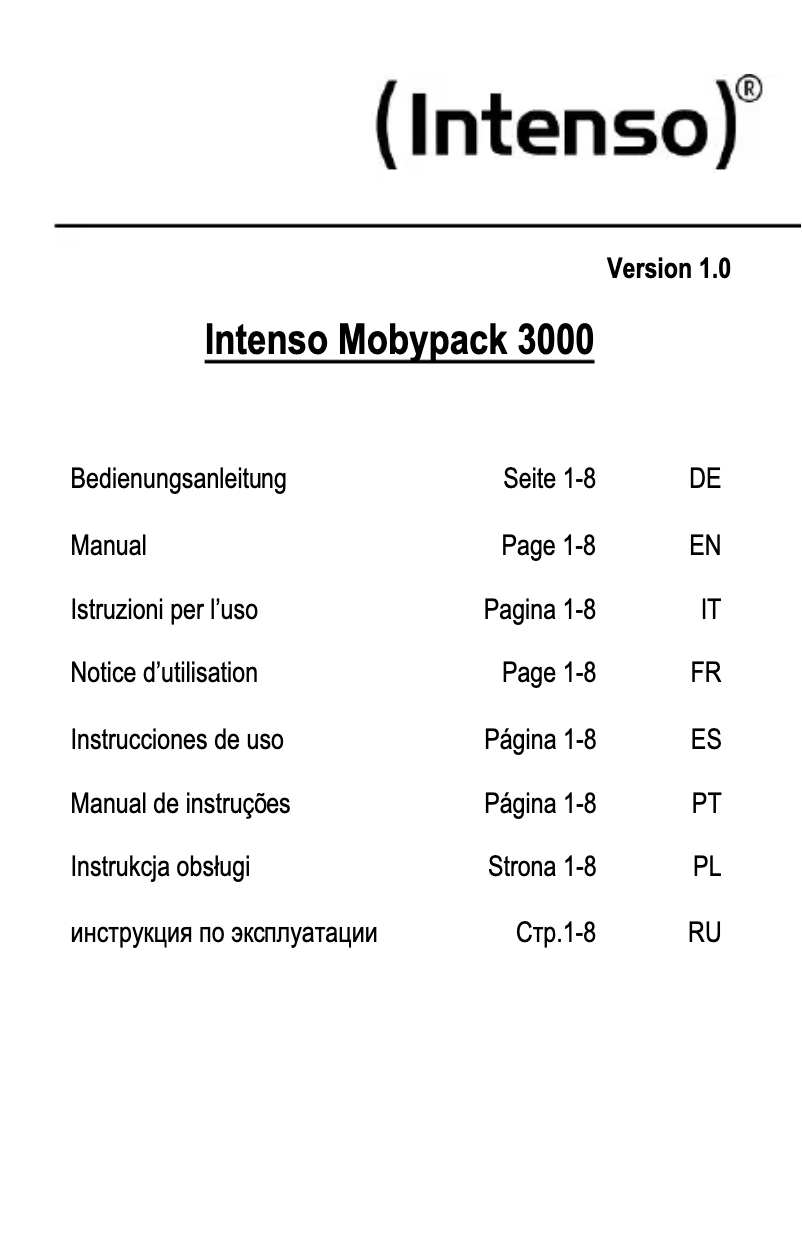 Page 1 de la notice Manuel utilisateur Intenso Mobypack 3000