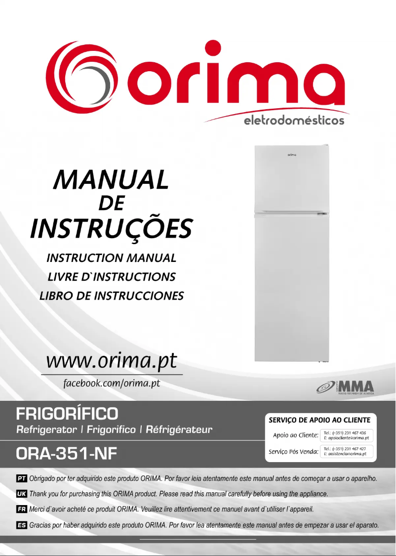 Page 1 de la notice Manuel utilisateur Orima ORA-351