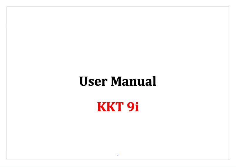 Page n°1 - Manuel utilisateur Lava KKT 9i