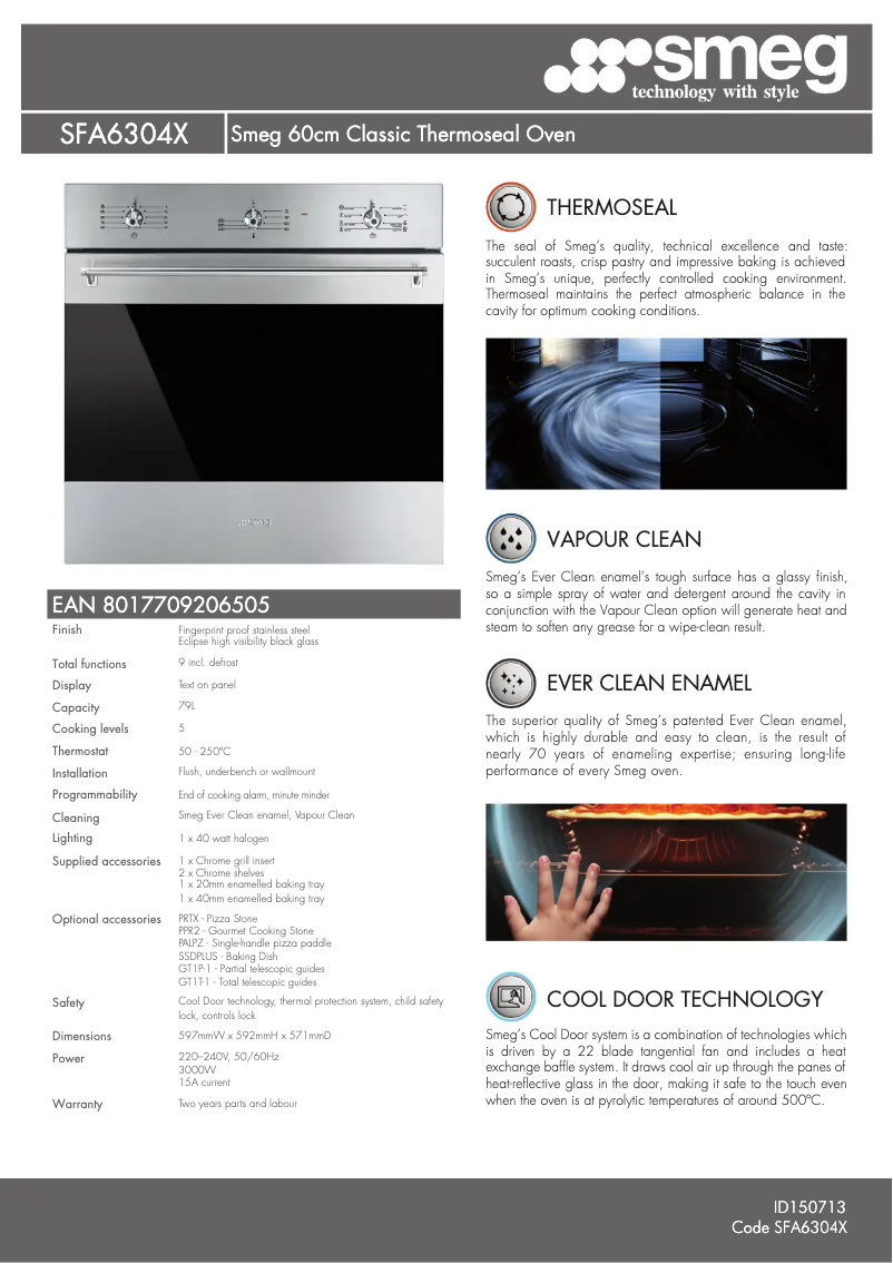 Page 1 de la notice Fiche technique Smeg SFA6304X