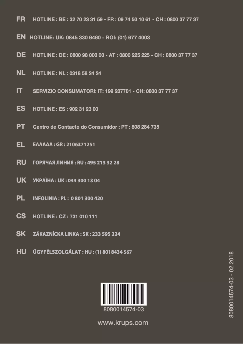 Page 1 de la notice Manuel utilisateur Krups EA8271