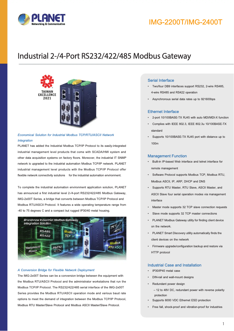 Image de la première page du manuel de l'appareil IMG-2400T