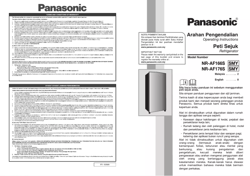 Page 1 de la notice Manuel utilisateur Panasonic NR-AF166S