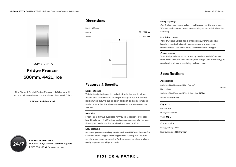 Image de la première page du manuel de l'appareil E442BLXFDJ5
