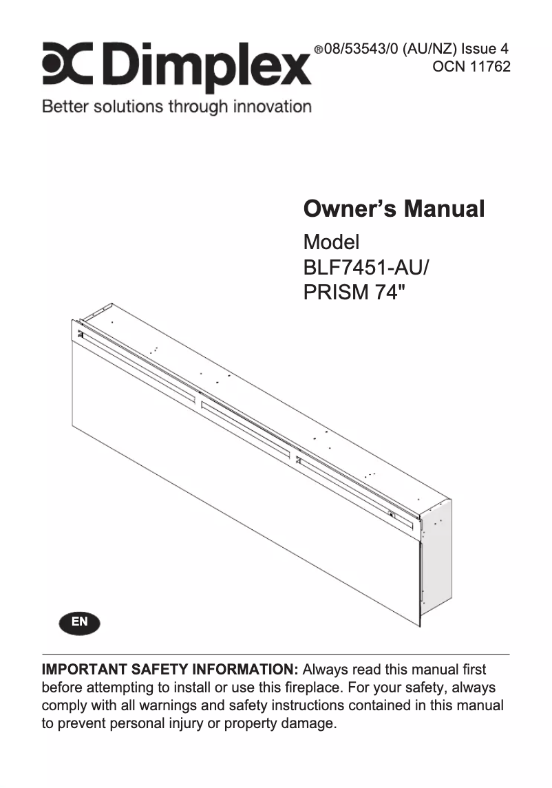 Page n°1 - Manuel utilisateur Dimplex Prism BLF7451-AU