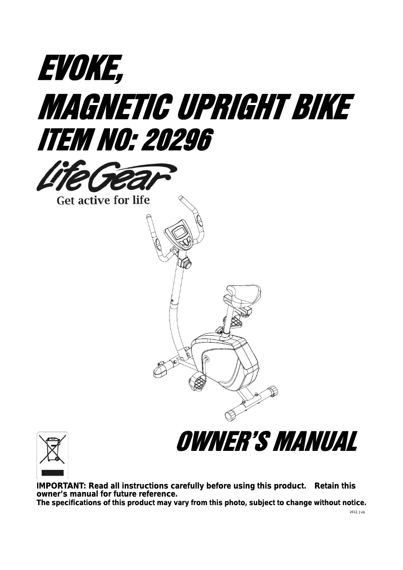 Page n°1 - Manuel utilisateur Life Gear Evoke 20296