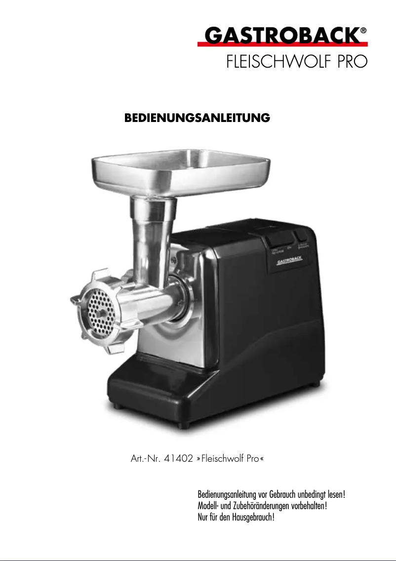 Image de la première page du manuel de l'appareil 41402