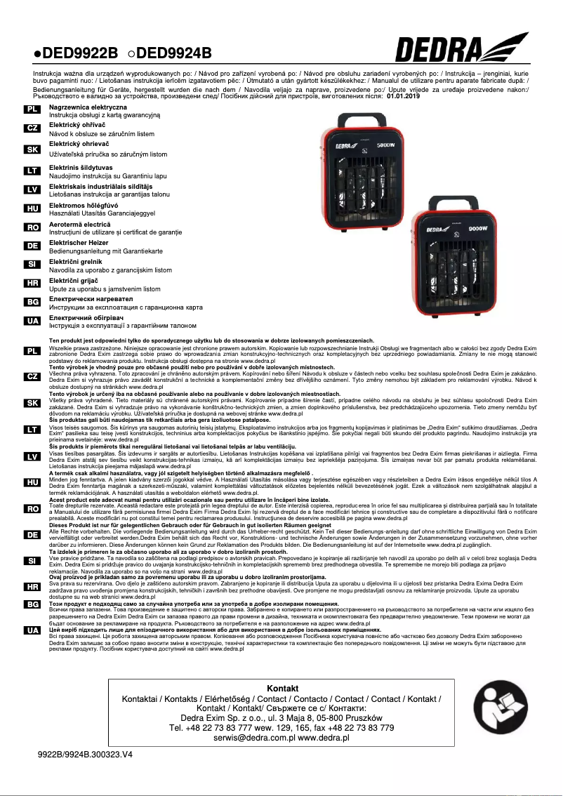 Page 1 de la notice Manuel utilisateur DEDRA DED9922B